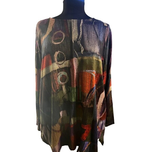 NWT Jess and jane SCOOPNECK SOFT DOLMAN SLEEVE MULTICOLORED BLOUSE - Picture 1 of 12